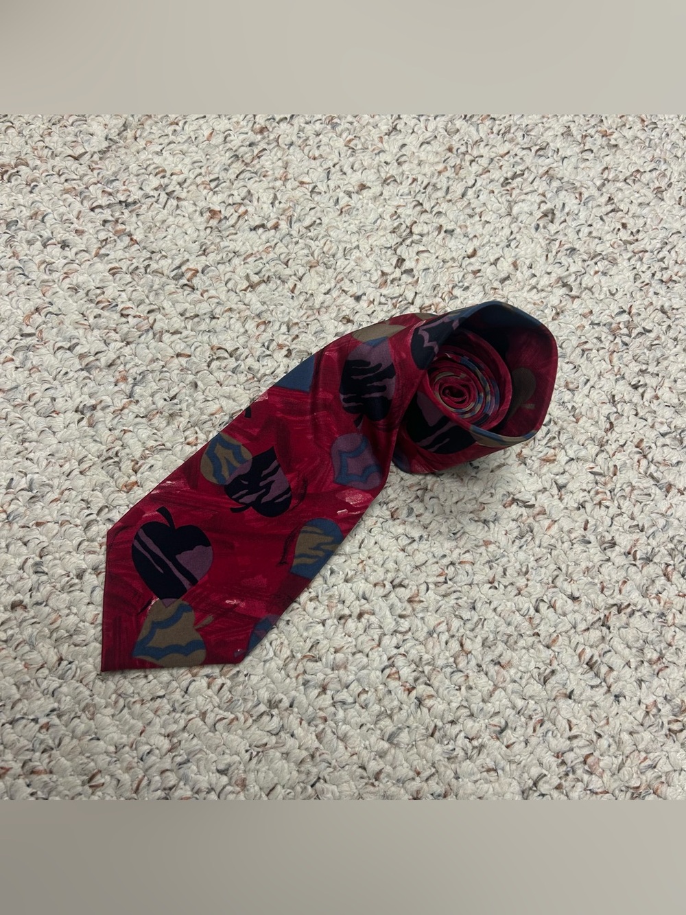 Christian Dior Monsieur Men's Vintage Silk Tie Spade Heart Made In USA Red 4x59